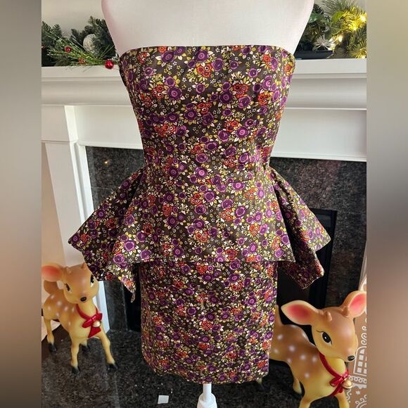 Betsey Johnson Prairie Sheath Peplum Bustle Dress size 2 - Picture 1 of 14